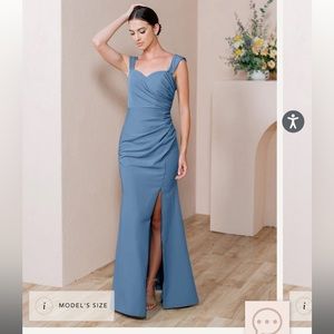 Revelry Ariel Convertible Crepe Dress in Dusty Blue